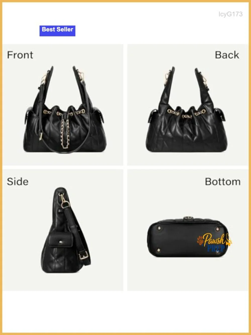 Slouchy Quilted Hobo Bag Women Vegan Leather Adjustable Strap Shoulder Purse